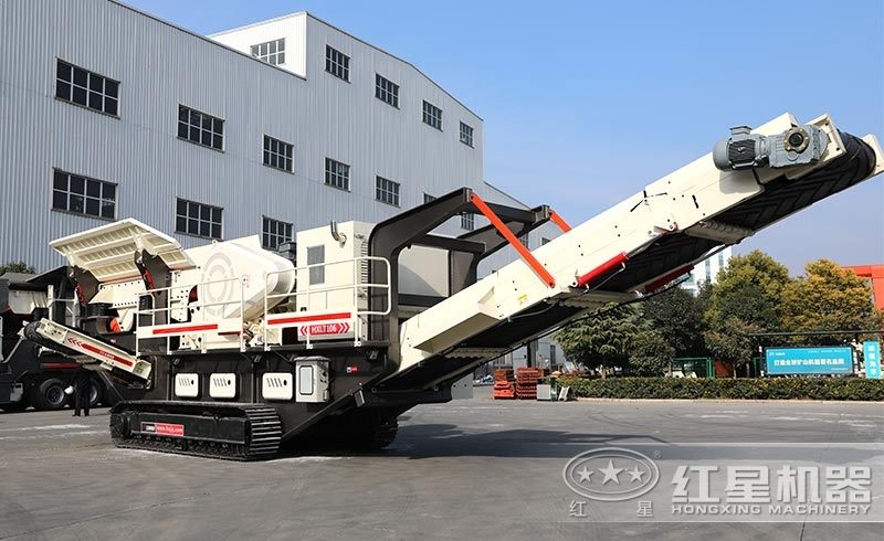 履帶移動式小型石頭破碎機，環(huán)保安全